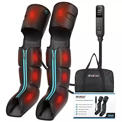 CINCOM Leg Massager - Upgraded Foot Calf Thigh Massager with Heat and Compression for Circulation and Pain Relief(FSA or HSA Eligible)