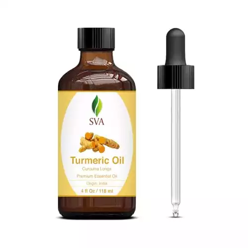 SVA Turmeric Essential Oil 4oz (118ml) | Very Strong Aroma | Premium Essential Oil with Dropper for Skin Massage, Body Massage, Diffuser, Aromatherapy & Hair Care