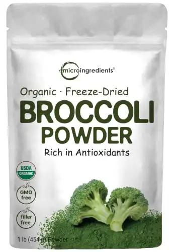 Organic Broccoli Powder, 1 Pound, Freeze Dried. Rich in Fiber and Vitamin C, Green Superfood for Smoothie & Drinks, Vegan Friendly
