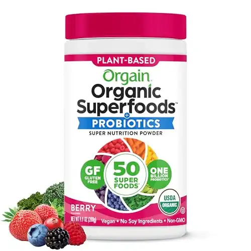 Orgain Organic Greens Powder + 50 Superfoods, Berry 0.62lb