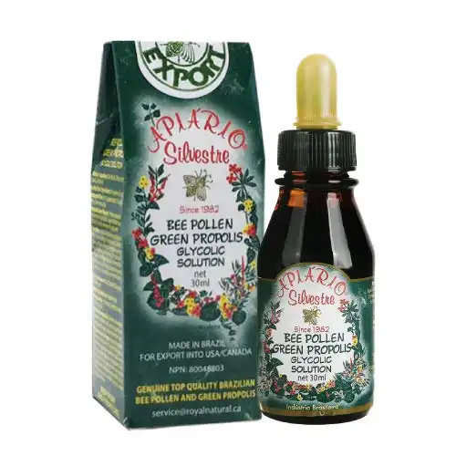 Official Distributor - 1 Bottle Apiario Silvestre Bee Pollen & Brazil Green Bee Propolis Liquid - Glycolic Extract-Non Alcoholic, Wax Free, Sugar Free