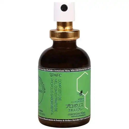 AFC Japan Brazilian Green Propolis Extract with Honey Spray, 25% Propolis Extract (35% Dry Extract), Rich in Flavonoids (>3mg/mL), for Sore Throats & Immune Support