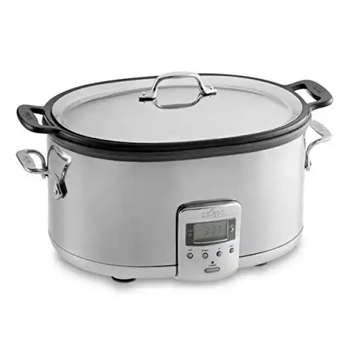 All-Clad Stainless Steel Electric Slow Cooker 7 Quart, Aluminum Insert, Programmable LCD Screen Digital Timer, SD700350, Silver