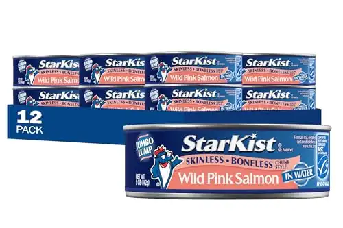 StarKist Wild Pink Salmon, Skinless, Boneless, 5 Ounce (Pack of 12)