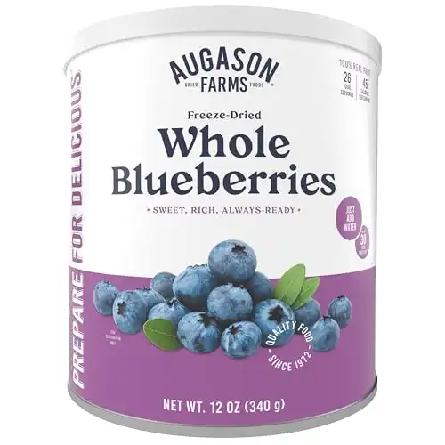 Augason Farms Freeze Dried Whole Blueberries Can, Emergency Food Supply, Everyday Meals, 26 Servings