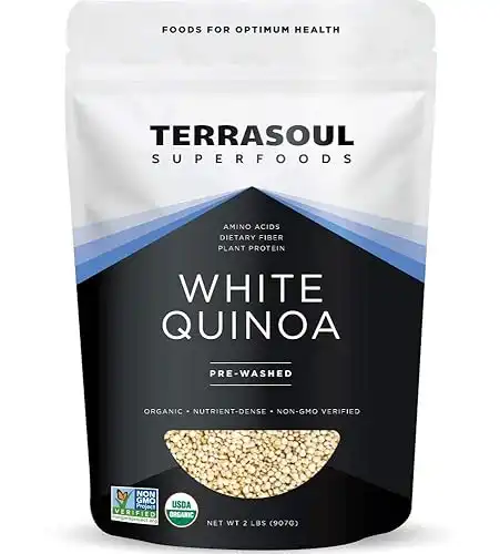 Terrasoul Superfoods Organic White Quinoa, 2 Lbs - Pre-washed | Gluten-free | Plant Protein